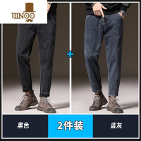 YANXU2023新款休闲长裤男士潮牌牛仔裤男哈伦宽松紧腰直筒春季男款