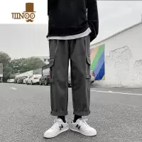 YANXU秋季工装裤男ins潮牌宽松痞帅直筒裤子韩版潮流百搭休闲长裤