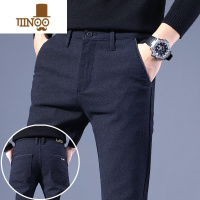 YANXU2023休闲男款宽松直筒韩版修身格子西裤青年裤子男士休闲青年