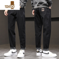 YANXU黑色牛仔裤男士款宽松直筒男生休闲薄款弹力新款夏季裤子男款