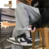 YANXU华夫格裤子男士加绒加厚潮牌美式休闲阔腿直筒运动卫裤