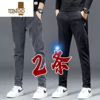 YANXU2022年新款弹力松紧腰牛仔裤男新款宽松直筒休闲男士长裤子男
