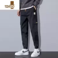 YANXU工装裤男款宽松束脚潮牌哈伦裤夏季青少年拼接痞帅休闲长裤子