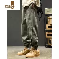 YANXU工装裤男新款潮牌休闲裤子美式复古机能伞兵裤个性拼接束脚裤