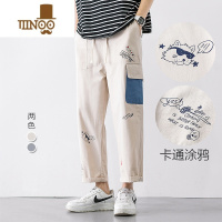 YANXU裤子夏季潮牌男款九分工装休闲裤潮流韩版百搭帅气小众设计感