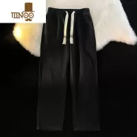 YANXU松紧腰牛仔裤男纯色潮牌百搭休闲水洗日系复古美式高街长裤子