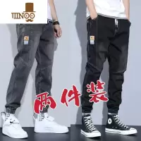 YANXU2023新款束脚哈伦工装裤潮牌宽松大码男士牛仔休闲裤子