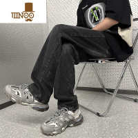 YANXU黄泥色牛仔裤男夏季薄款美式复古修身微喇裤子大码潮牌宽松直筒裤