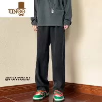 YANXU黑色复古牛仔裤男美式水洗宽松长裤子百搭纯色高街直筒阔腿裤