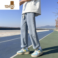 YANXU新塘牛仔裤男宽松直筒秋季学生阔腿浅色港风夏季薄款垂感潮长裤子