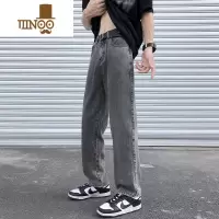 YANXU复古烟灰色牛仔裤男款夏季薄款宽松直筒裤子美式高街潮牌休闲长裤