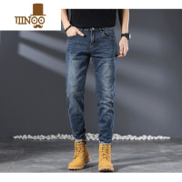 YANXU潮牌牛仔裤男士新款宽松直筒男裤2023年冬季休闲复古弹力裤子
