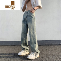 YANXU高街水洗牛仔裤男夏季ins潮流宽松百搭长裤复古青少年休闲直筒裤