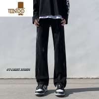 YANXU喷墨牛仔裤男款夏季潮流ins修身高街直筒裤百搭潮牌美式大码裤子
