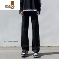 YANXU喷墨牛仔裤男款夏季潮流ins修身高街直筒裤百搭潮牌美式大码裤子