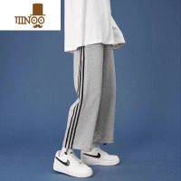 YANXU裤子男韩版潮流束脚九分卫裤学生宽松灰色直筒运动休闲长裤