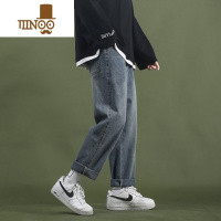 YANXU牛仔裤男士2023年潮牌宽松直筒港风阔腿休闲冬季新款长裤子男