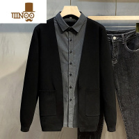 YANXU2023新款男士假 针织衫开衫衬衫领毛衣外套套韩版潮