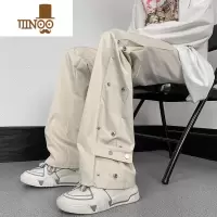 YANXU美式hiphop微喇休闲裤男款夏季大码修身oversize裤子高街vibe潮牌