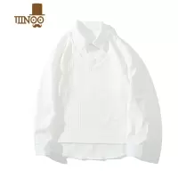 YANXU衬衫领假卫衣青少年潮流男装搭配一套帅气学生休闲套装