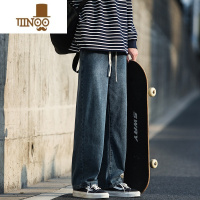 YANXU牛仔裤男复古男生潮牌休闲直筒裤潮流夏季美式高街长裤男款裤子