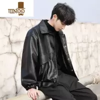 YANXU韩版潮流帅气宽松皮衣男机车服飞行员皮夹克学生学生外套潮牌