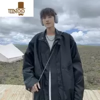 YANXU棕色皮衣外套男美式复古潮牌痞帅感休闲宽松飞行员夹克