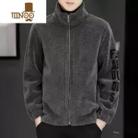 YANXU2023新款酷帅新款男士外套加厚保暖羔绒夹克一体毛呢