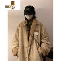 YANXU冬季加绒加厚羔毛棉衣男日系灯芯绒棉服bf宽松潮牌工装棉袄外套