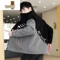 YANXU拼色棉衣男士韩版潮流休闲加绒上衣服摇粒绒潮牌羔绒外套