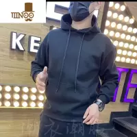YANXU连帽卫衣男士新款款纯色帽衫男上衣美式高街修身加绒网红外套