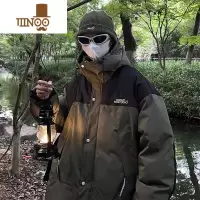 YANXU工装冲锋衣棉服男款冬季国潮防水连帽棉衣宽松加厚设计感棉袄外套