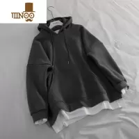 YANXU300斤特大码简约假卫衣男连帽加绒加厚外套ins潮宽松上衣