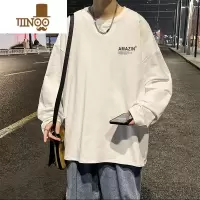 YANXU长袖t恤男秋季美式复古宽松休闲体恤时尚潮流印花打底衫上衣