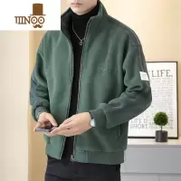 YANXU澳粒绒刺绣字母男士青年立领夹克短款外套2023年新款加男装