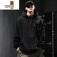 YANXU加绒卫衣男冬季摇粒绒加厚连帽美式抓绒衣加肥大码男士羔绒帽衫