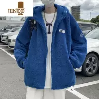 YANXU克莱因蓝连帽棉衣男冬季加厚羔毛宽松外套潮牌日系情侣保暖棉袄