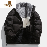 YANXU新款两面穿棉衣男士冬季立领学生帅气加厚棉服羔毛情侣加绒外套