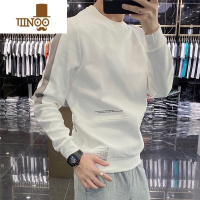 YANXU2022潮牌圆领卫衣男休闲百搭长袖体恤修身潮流纯色冬季男上衣