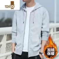 YANXU卫衣男冬季羔毛外套男士韩版潮加绒加厚宽松羔绒连帽毛绒棉服