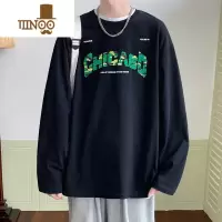 YANXU长袖t恤男士春季潮牌印花宽松运动上衣款男生潮流休闲打底衫
