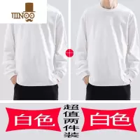YANXU260g长袖T恤男纯色宽松款卫衣圆领白色内搭打底衫男