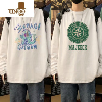 YANXU打底衫ins潮流宽松韩版白色上衣服男士长袖t恤薄款内搭