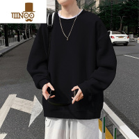 YANXU卫衣男士潮牌宽松百搭痞帅休闲长袖t恤男款圆领黑色上衣服