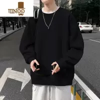 YANXU卫衣男士潮牌宽松百搭痞帅休闲长袖t恤男款圆领黑色上衣服