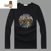 YANXU长袖t恤男士潮流韩版打底上衣服潮牌新品宽松圆领印花男装体恤衫
