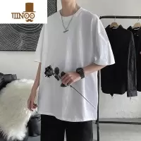 YANXU短袖t恤男夏季新款ins潮流港风宽松休闲纯色百搭打底衫帅气体恤衫