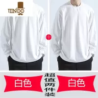 YANXU260长袖T恤男纯色宽松款卫衣圆领白色上衣内搭打底衫