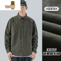 YANXUWOODSOON长袖衬衫男士日系潮牌翻领长袖休闲宽松外套男生衬衣