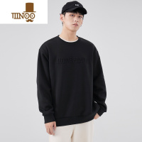 YANXU圆领卫衣男新款潮牌宽松套头钢印休闲长袖上衣男